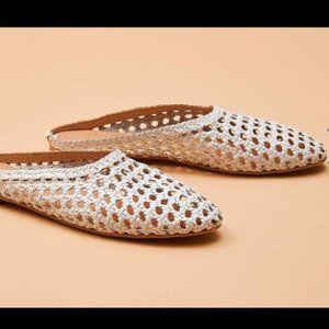 SALT + UMBER White Shanti Open Weave Leather Mule